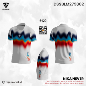 Jersey Lari Nika Never Putih Gradasi Biru Merah Kuning Semangat Lari Bisa Custom Nama