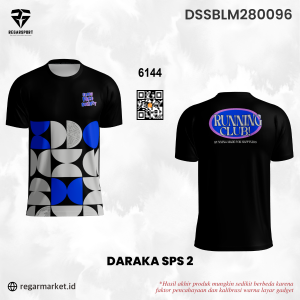Jersey Lari Daraka SPS 2 Hitam Biru Geometris Slow Pace Society Custom Nama
