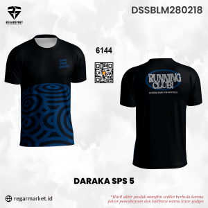 Jersey Lari Daraka SPS 5 – Hitam Biru Motif Geometris Custom Nama