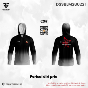 Jersey Hoodie Perisai Diri Pria – Hitam Abu Gradasi Lambang & Semboyan Custom Nama