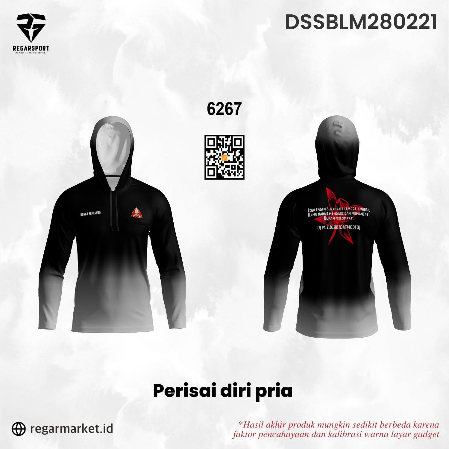 Jersey Hoodie Perisai Diri Pria – Hitam Abu Gradasi Lambang & Semboyan Custom Nama Jersey Hoodie Perisai Diri Pria – Hitam Abu Gradasi Lambang & Semboyan Custom Nama