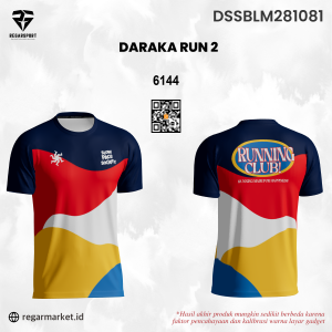 Jersey Lari Daraka Run 2 – Biru Merah Putih Kuning Gelombang Custom Nama