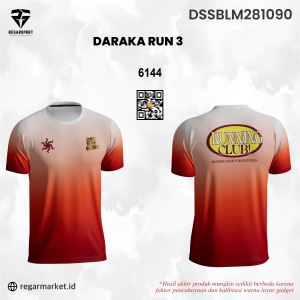Jersey Lari Daraka Run 3 – Putih Merah Gradasi Halus Custom Nama & Logo