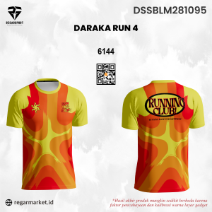 Jersey Lari Daraka Run 4 – Kuning Oranye Merah Motif Matahari Custom Nama