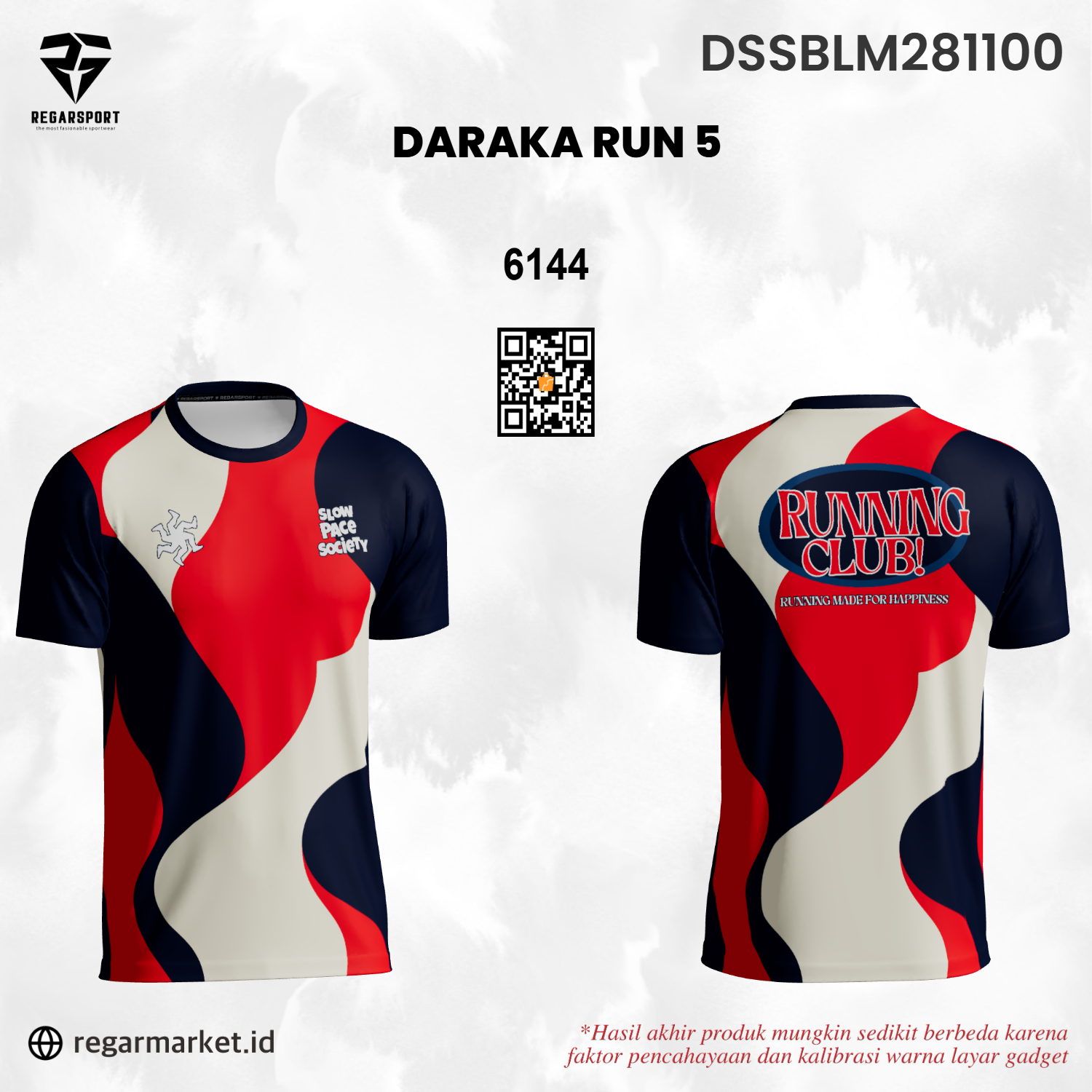 Jersey Lari Daraka Run 5 – Merah Krem Biru Dongker Motif Gelombang Custom Nama Jersey Lari Daraka Run 5 – Merah Krem Biru Dongker Motif Gelombang Custom Nama