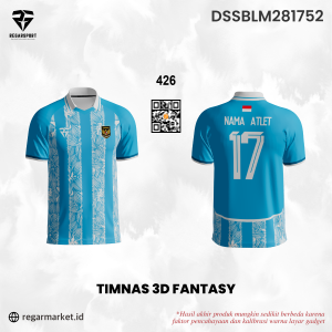 Jersey Timnas Indonesia 3D Fantasy Biru Custom Nama Nomor Drifit Premium Pria Dewasa