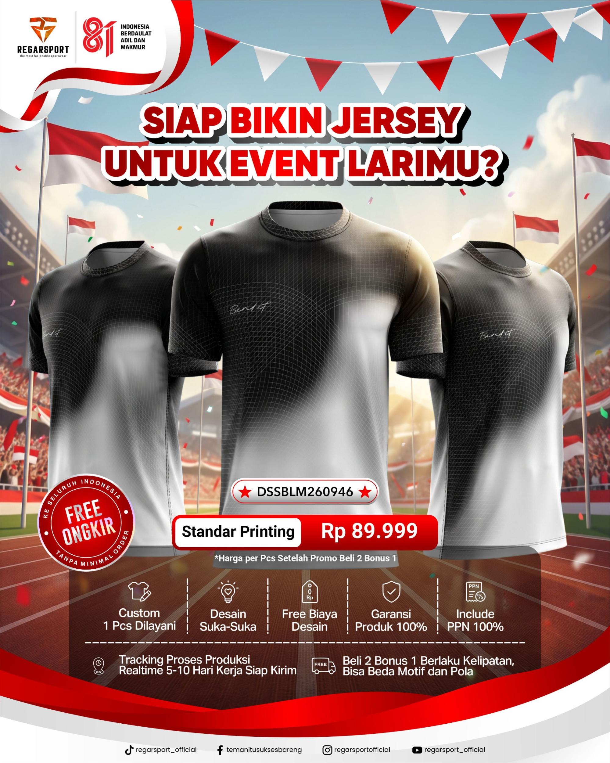 Custom Jersey Event Regarsport Standar Printing — Beli 2 Bonus 1 Gratis Ongkir Custom Jersey Event Regarsport Standar Printing — Beli 2 Bonus 1 Gratis Ongkir