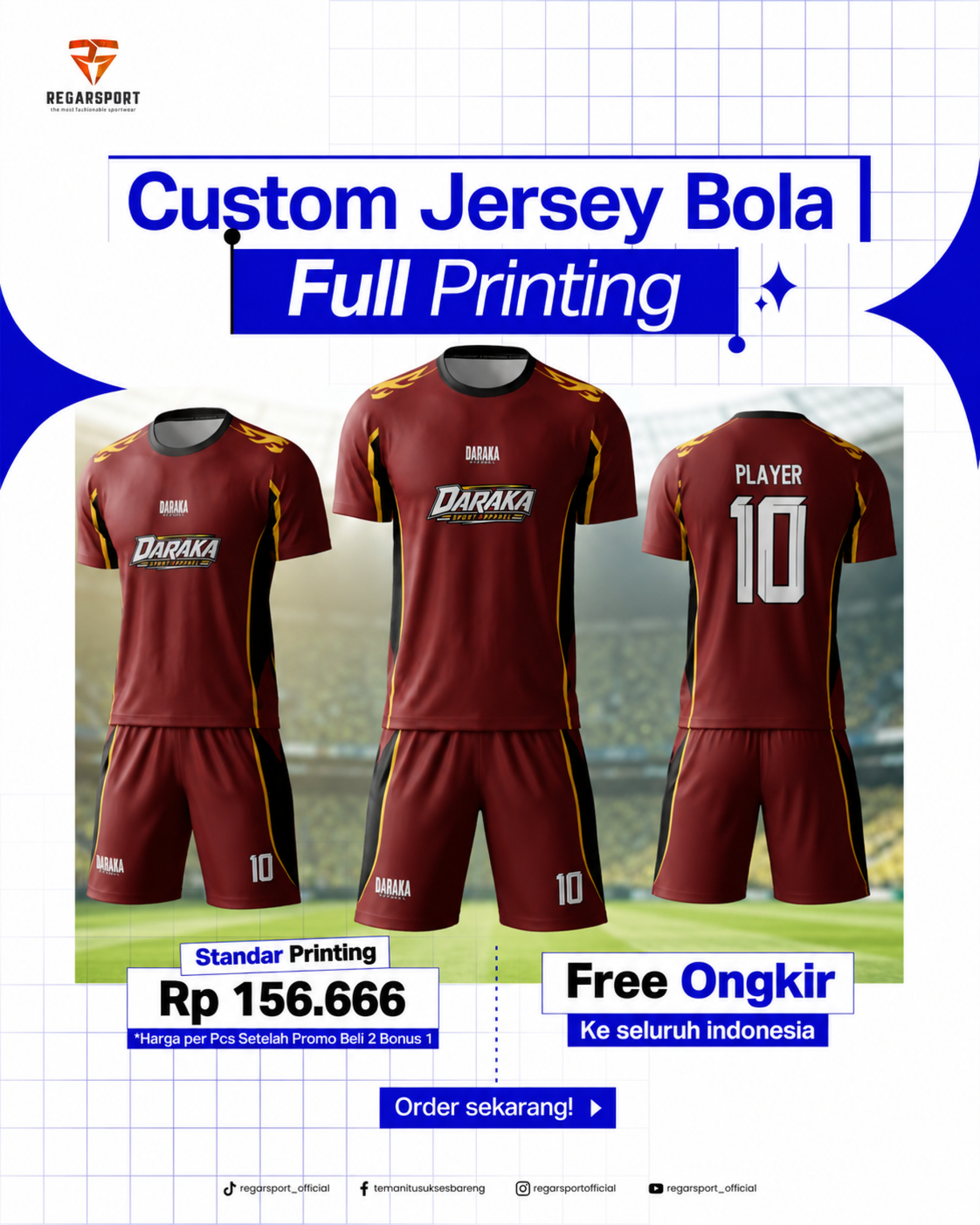 Custom Jersey Bola Full Printing Regarsport — Standar Printing Beli 2 Bonus 1 Custom Jersey Bola Full Printing Regarsport — Standar Printing Beli 2 Bonus 1